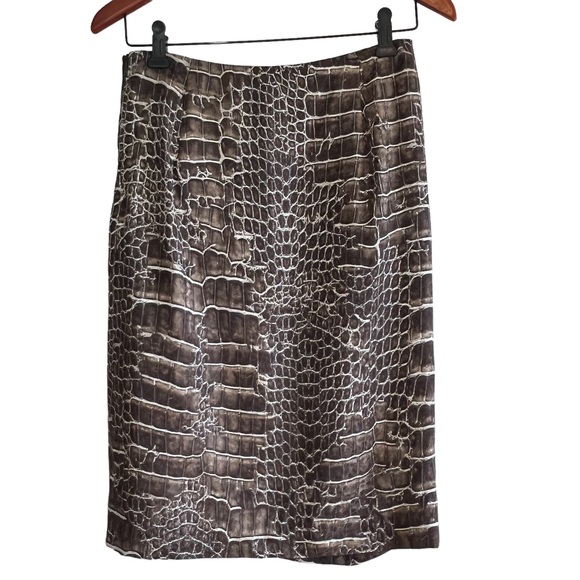Riani silk reptile print a-line skirt gathered at hip Sz 10 excellent condition - Picture 5 of 10